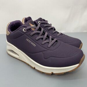 Skechers Uno Shimmer Away Shoes Sneakers Wedge Heel Purple Womens 6.5